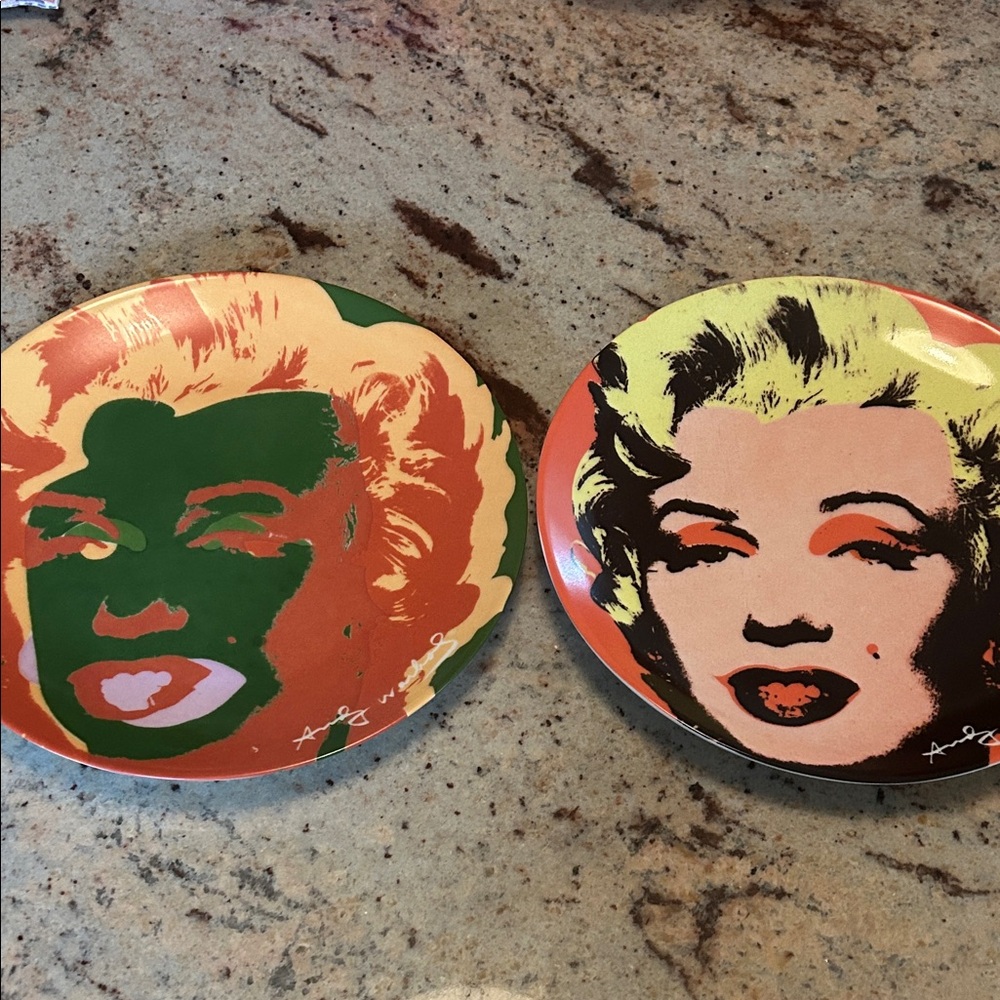 Andy Warhol China Plates Marilyn Monroe Colorful Pop Art Plates set of 2